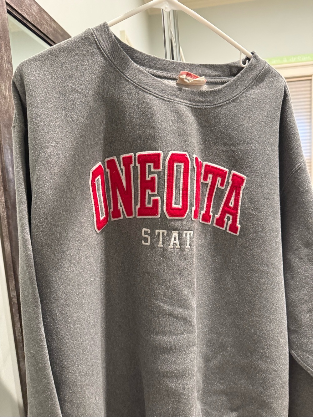 MV Sport Gray Crewneck Sweatshirt with Red SUNY ONEONTA Applique
